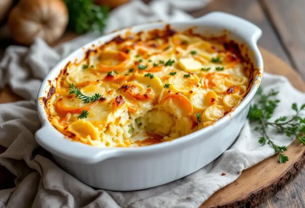 Gratin de pommes de terre, poireaux et carottes : fondant, doré à souhait et ultra facile à préparer