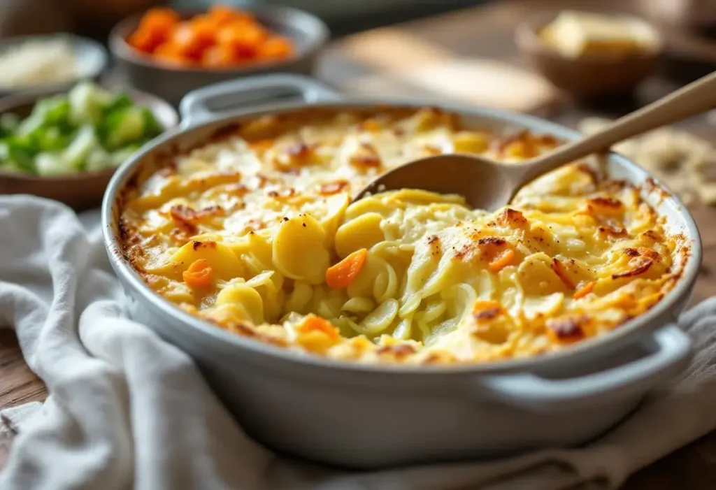 Gratin de pommes de terre, poireaux et carottes : fondant, doré à souhait et ultra facile à préparer