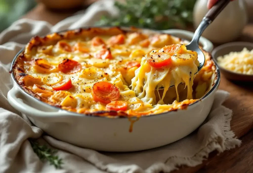 Gratin de pommes de terre, poireaux et carottes : fondant, irrésistiblement doré et très facile à préparer