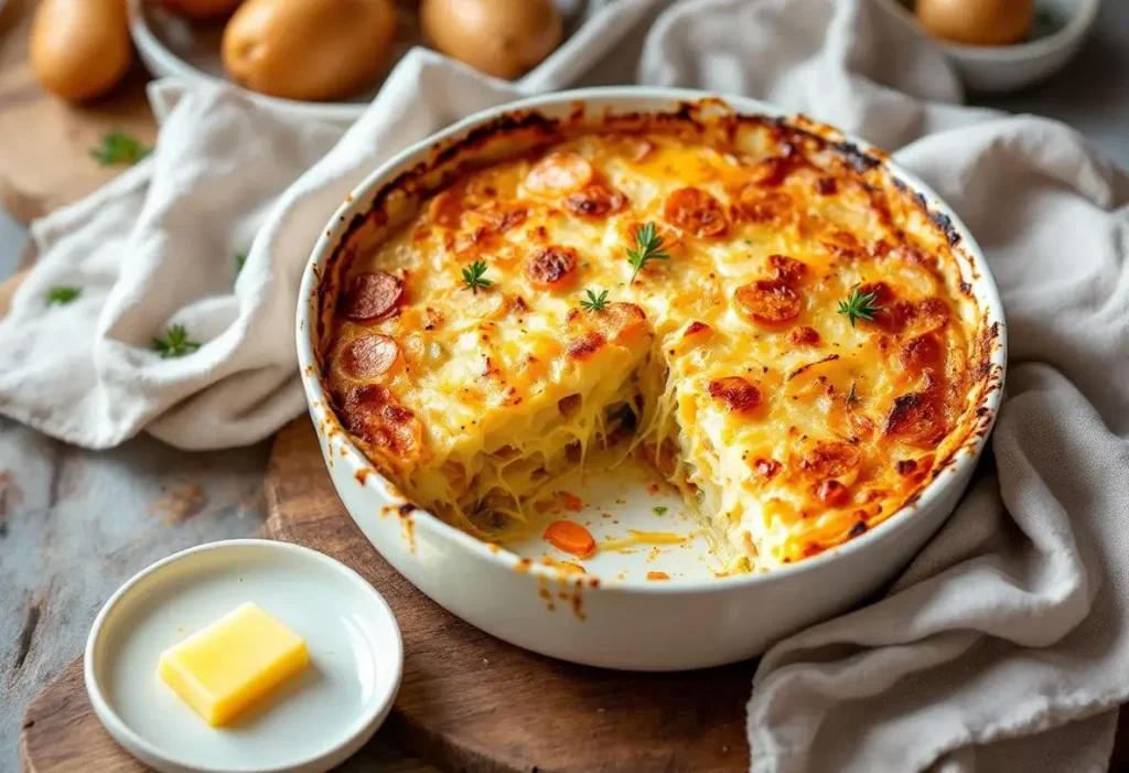 Gratin de pommes de terre, poireaux et carottes : fondant, parfaitement doré et très facile à préparer