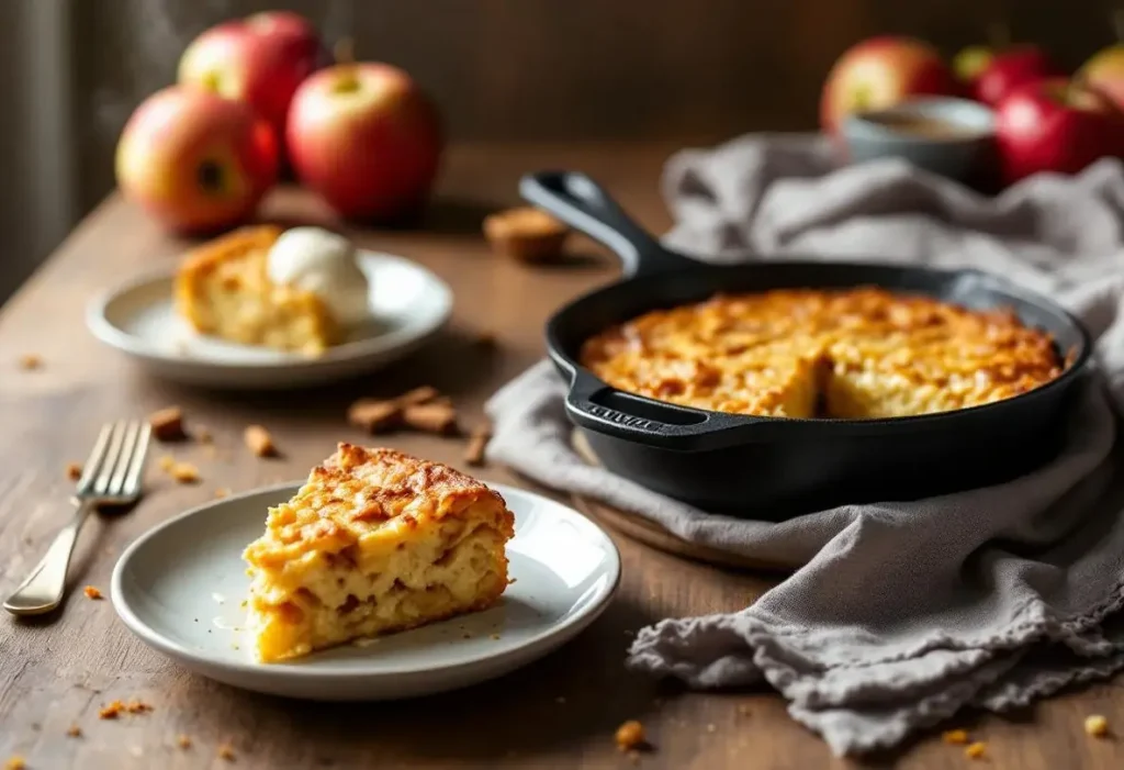 Ce gâteau aux pommes sans four qui va vraiment te sauver (prêt en 10 minutes à la poêle)