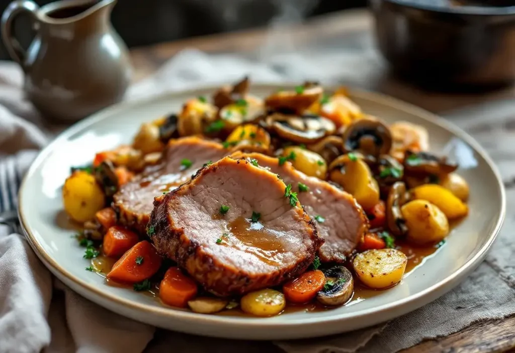 Gastronomie : poitrine de cochon confite et pommes de terre