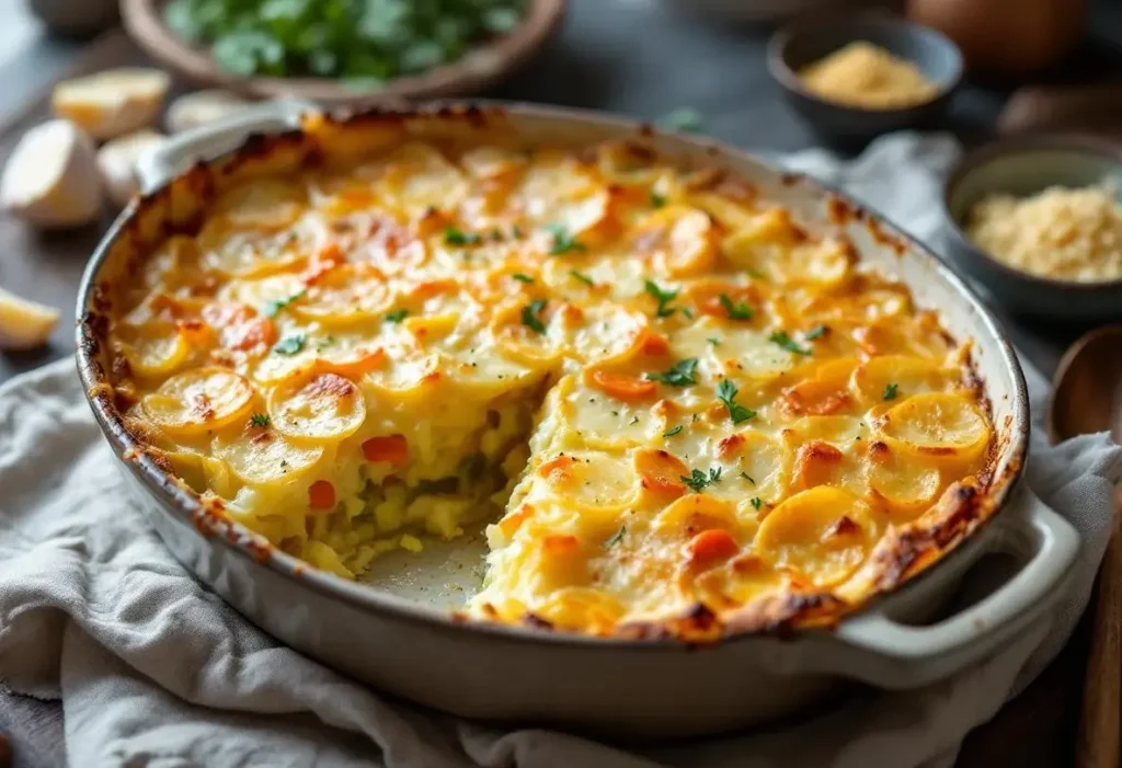 Gratin de pommes de terre, poireaux et carottes : fondant, parfaitement doré et ultra facile à préparer