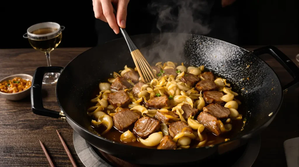 Le bœuf caramélisé aux oignons fondants : la poêlée asiatique minute qui enchante le Nouvel An chinois sans stress